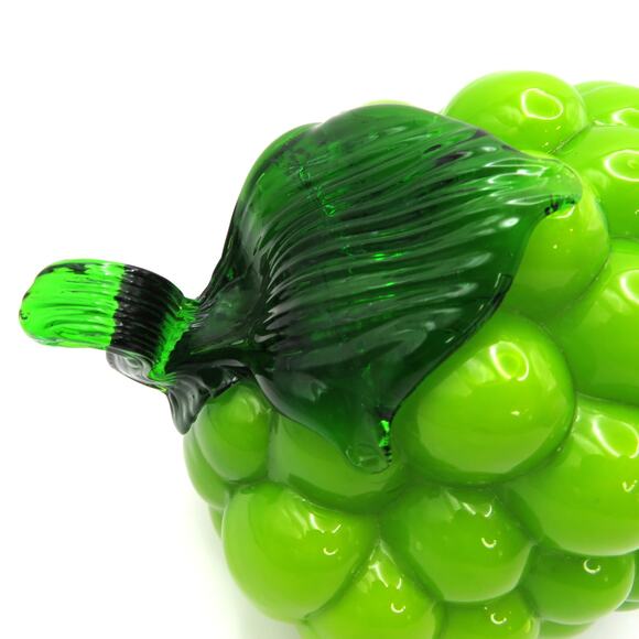 Vintage Green Glass Grape Cluster Hand Blown Art Glass Fruit Decor Murano Style - Picture 7 of 13